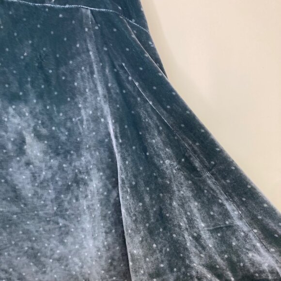 Marc Jacobs Green Velvet Polka Dot Midi Skirt 8 Rayon Silk Blend Whimsigoth - Picture 8 of 9